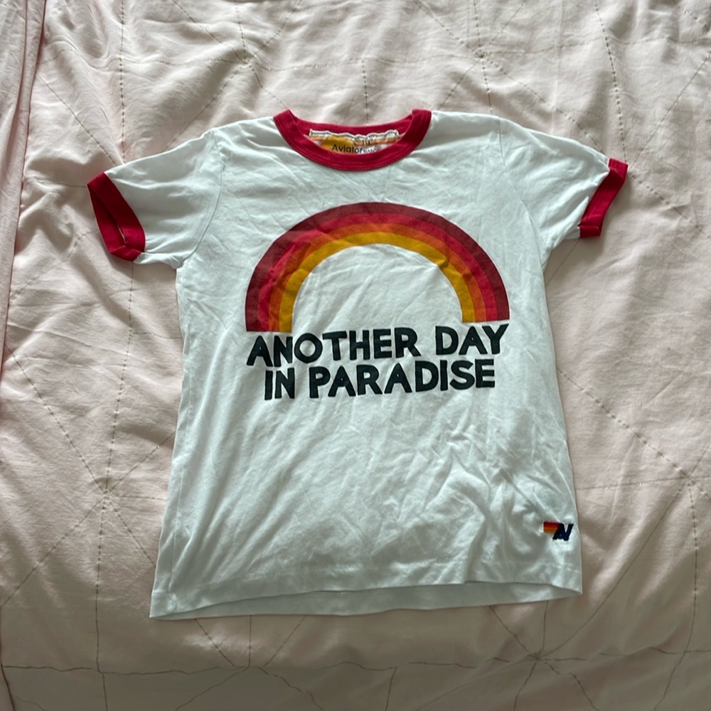 Aviator Nation kids t-shirt - size 10 - white - crew neck - gently used